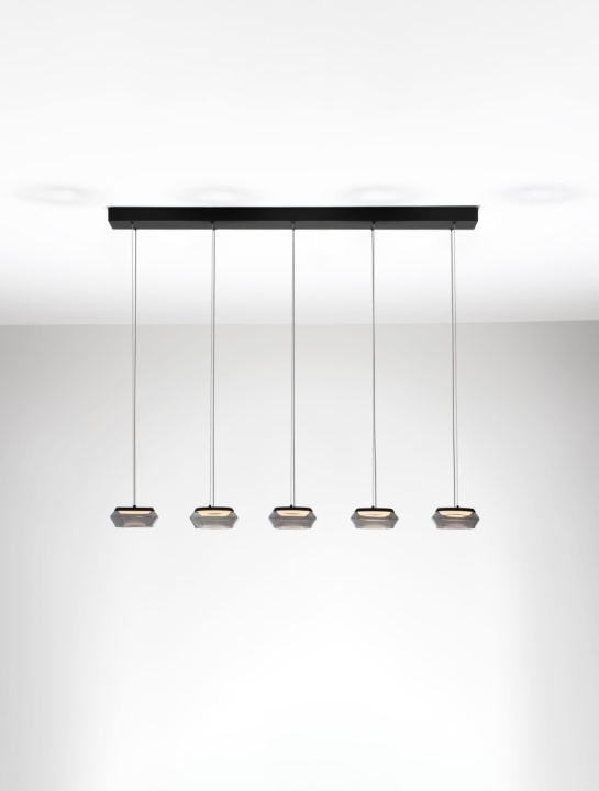 Corp de iluminat suspendat Jailyn Negru / Smokey 108 x 14 x 160 cm - Img 4