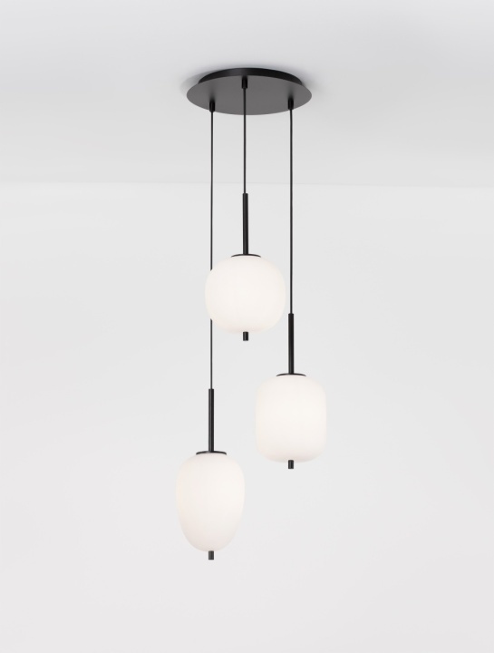 Corp de iluminat suspendat Lato Opal / Negru Ø30 x H 120 cm - Img 4