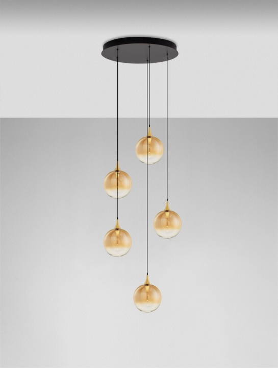 Corp de iluminat suspendat Orenda Gradient Champagne, / Negru / Auriu Ø50 x H 200 cm - Img 4