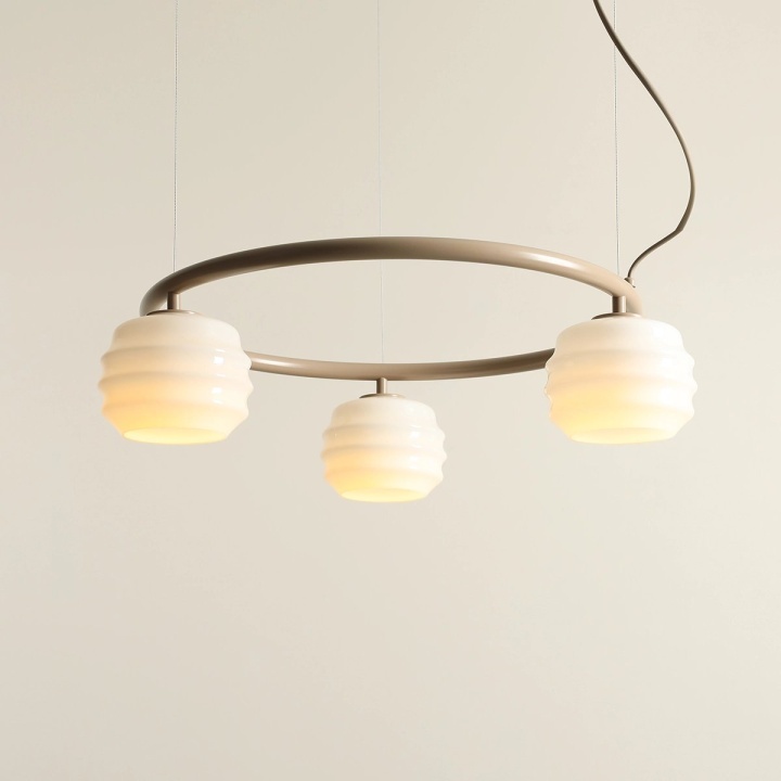 Corp de iluminat suspendat Puff Ring 63 cm 3xE27 - Bej - Img 2