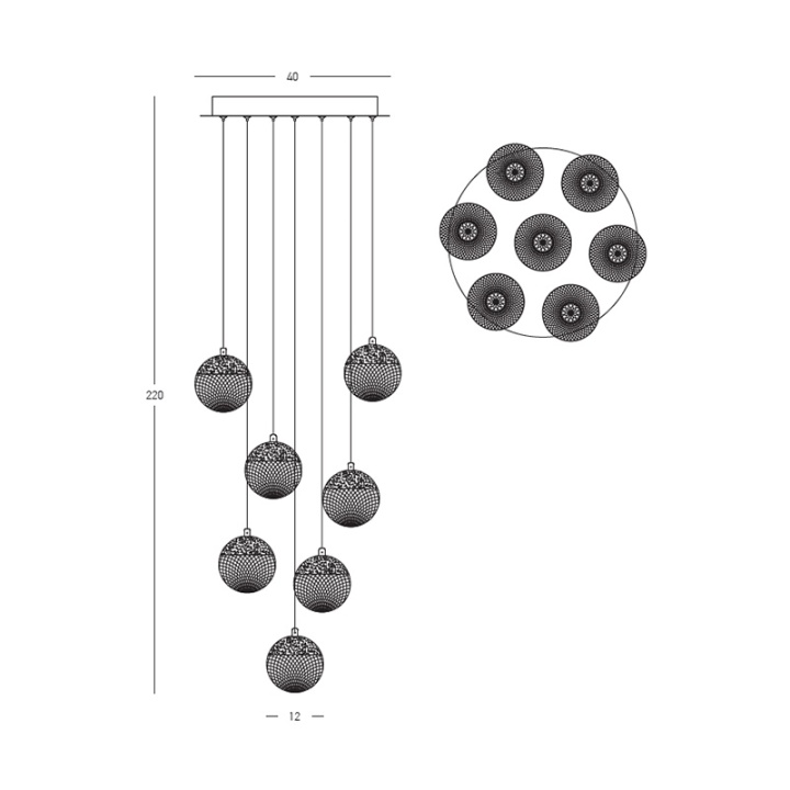 Corp de iluminat suspendat Sfera Perla LED 3000K - Auriu - Img 3