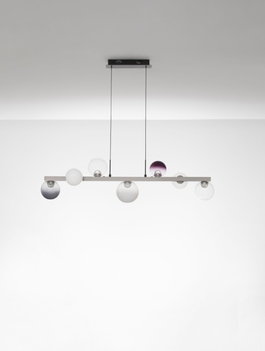 Corp de iluminat suspendat Silenzio Nikel periat / Transparent / Opal 115 x 25 x 120 cm - Img 3