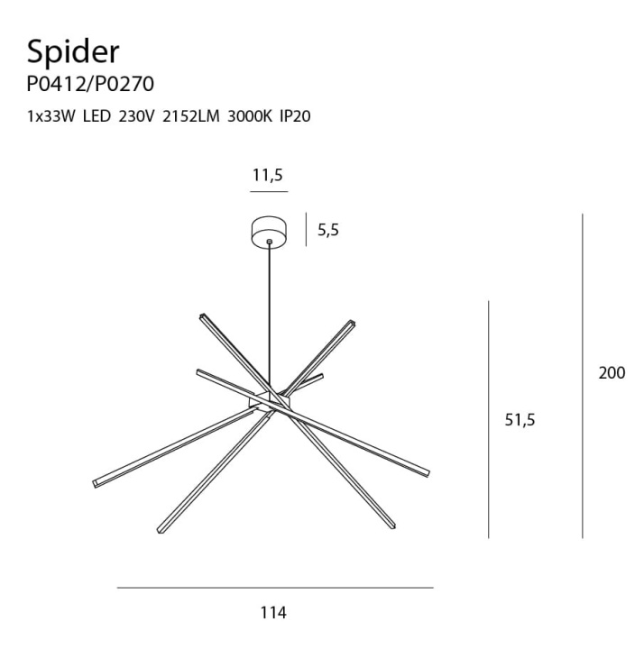Corp de iluminat suspendat Spider negru - Img 3