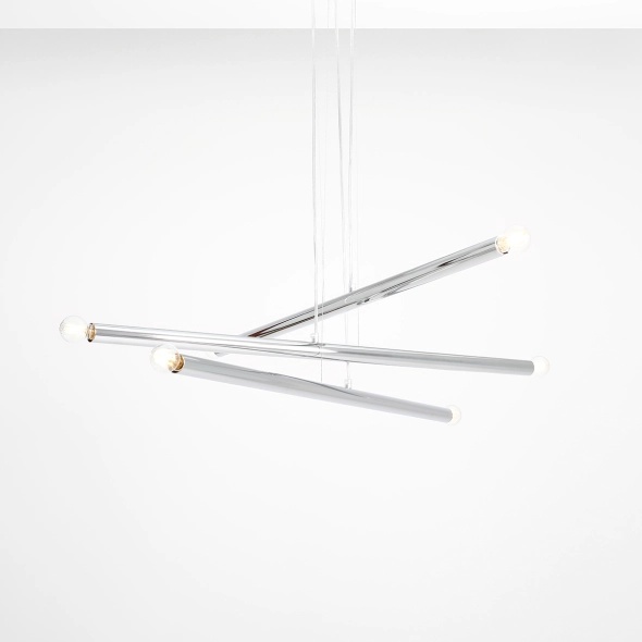 Corp de iluminat suspendat Tubo 100 cm 6xE14 - Crom - Img 2