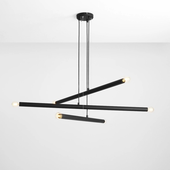 Corp de iluminat suspendat Tubo 100 cm 6xE14 - Negru - Img 4