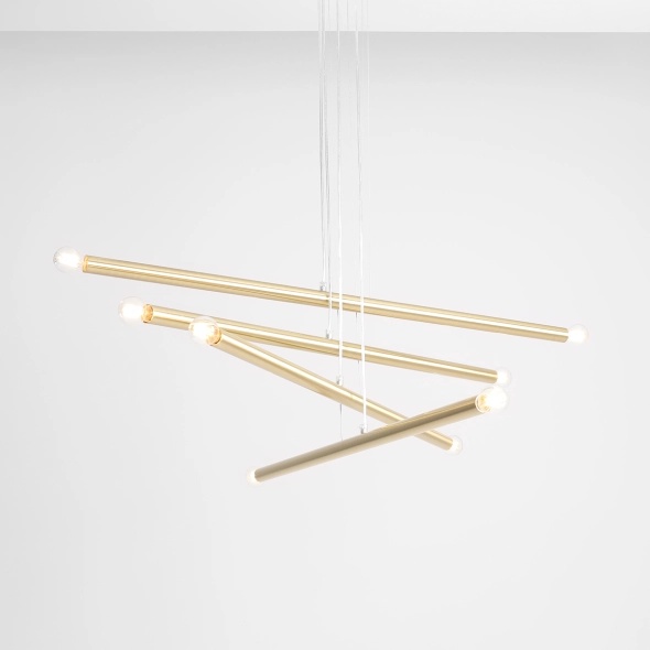 Corp de iluminat suspendat Tubo 100 cm 8xE14 - Alamă - Img 2