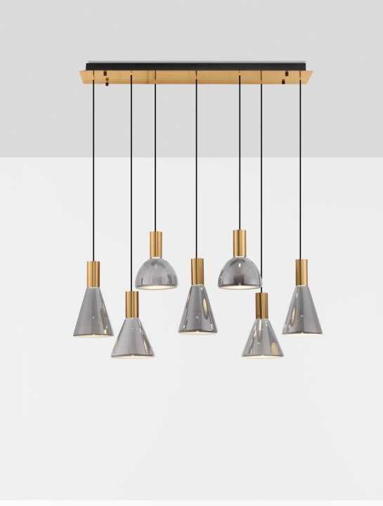 Corp de iluminat suspendat Voi Gradient Smokey / Auriu 96 x 33 x 150 cm - Img 4