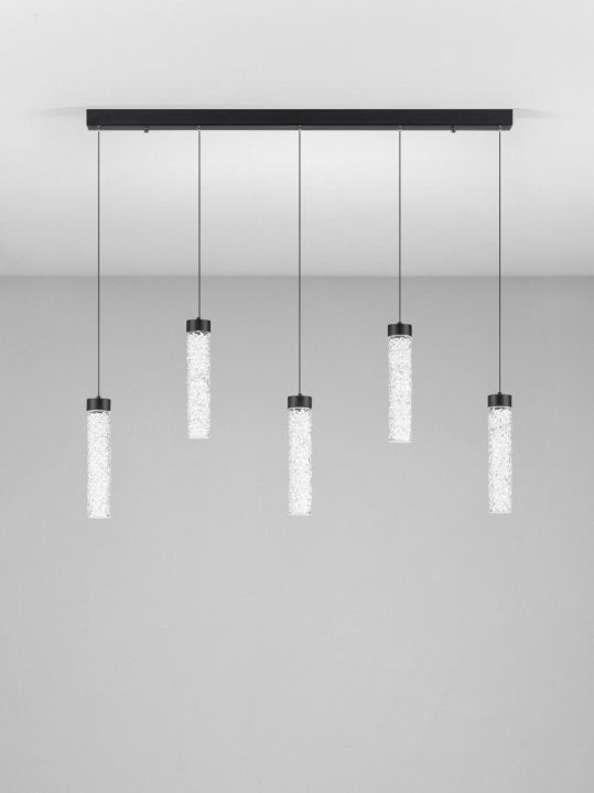 Corp de iluminat suspendat Zelon Negru / Transparent 90 x 6 x 150 cm - Img 3