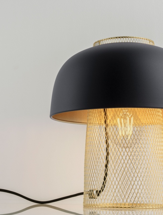 Lampa masa / veioza Sqube Negru / Auriu Ø25 x H 28 cm - Img 5
