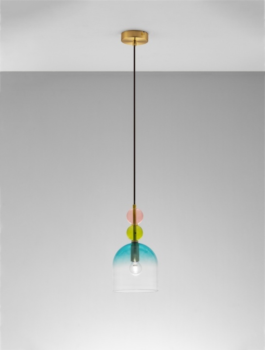 Pendul Murano Glossy Light Green, Blue, Pink / Auriu Ø16 x H 184,5 cm - Img 4