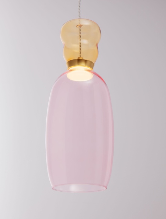 Pendul Pluma Glossy Yellow, Pink / Auriu Ø15 x H 179 cm - Img 5