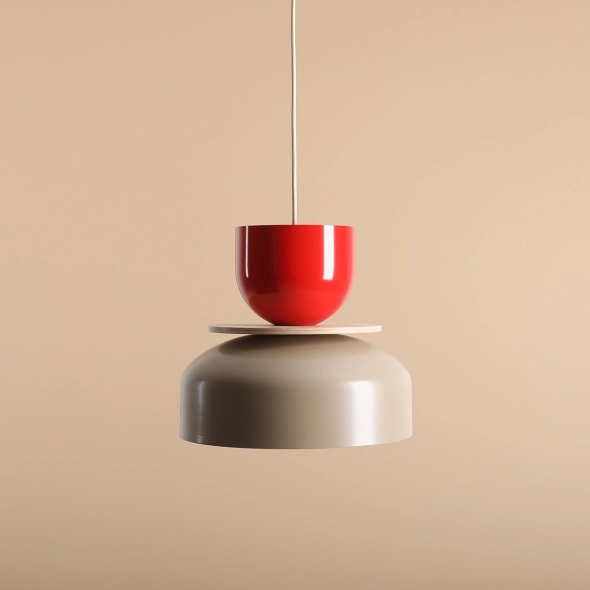Pendul Uto 30 cm 1xE27 - Bej + Roșu chili - Img 2