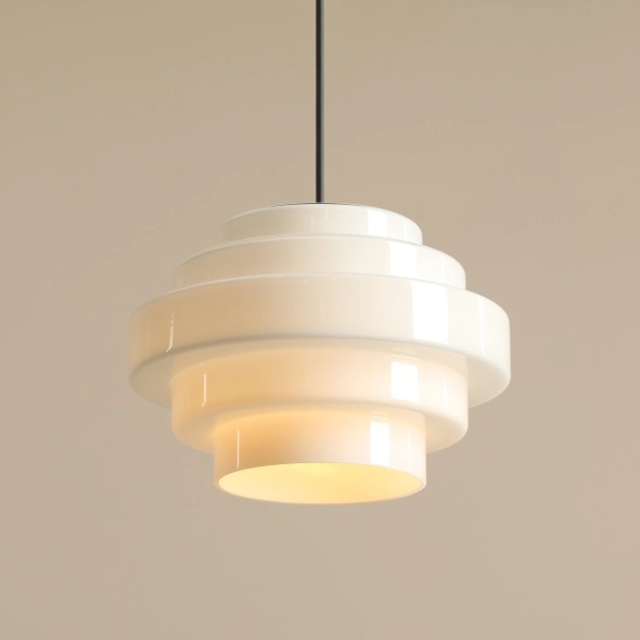 Plafonieră Filo 22 cm înălțime 105 cm 1xE27 - Alb lăptos - Img 6