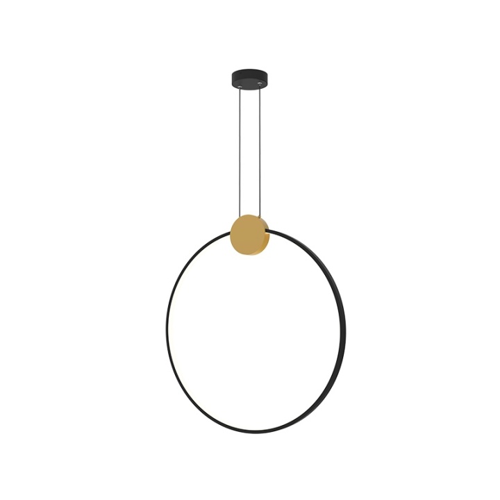 Corp de iluminat suspendat Anello Nero LED 3000K - Negru mat, Gold Matt - Img 2