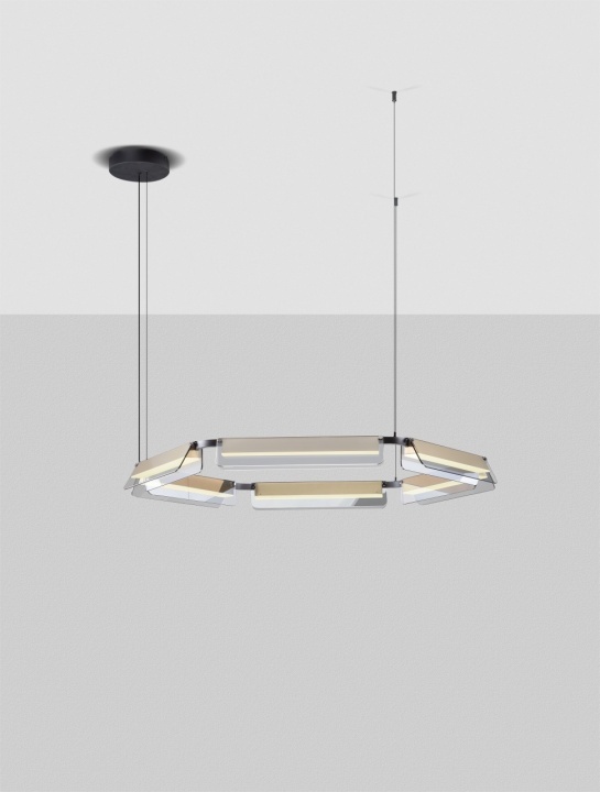 Corp de iluminat suspendat Apnea Negru / Auriu / Gri Ø103 x H 150 cm - Img 4