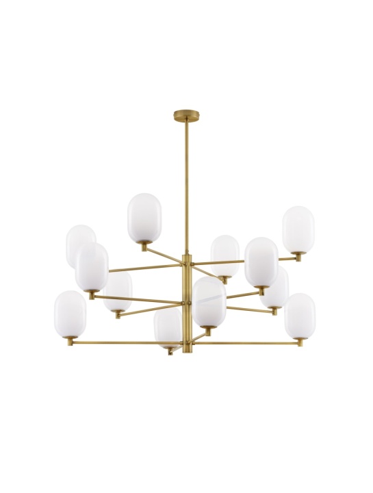 Corp de iluminat suspendat Balor Alb / Auriu Ø100 x H 68/93 cm - Img 2