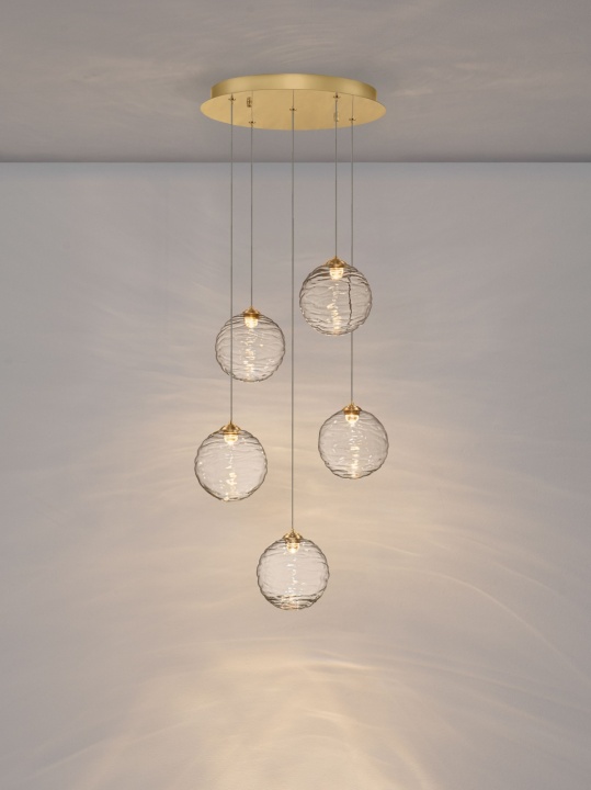 Corp de iluminat suspendat Blazik Transparent / Auriu Ø44,5 x H 150 cm - Img 4