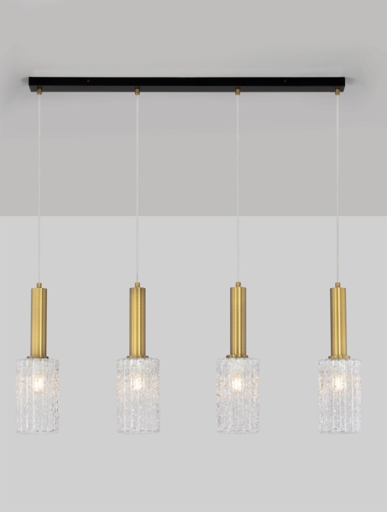 Corp de iluminat suspendat Certa Transparent / Auriu 90 x 12,5 x 120 cm - Img 4