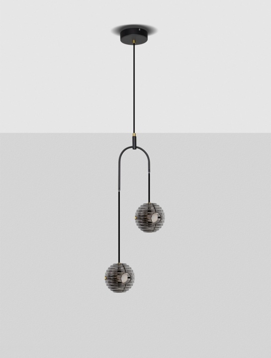 Corp de iluminat suspendat Las Negru / Auriu / Gri Ø31 x H 210 cm - Img 3