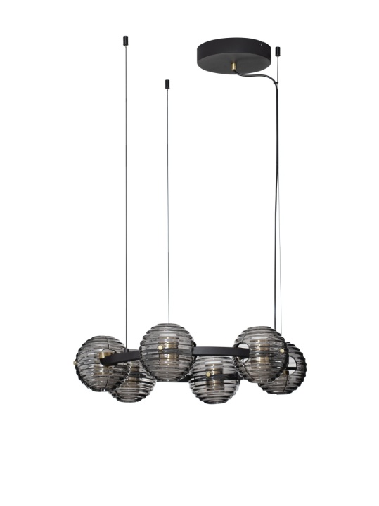 Corp de iluminat suspendat Las Negru / Auriu / Gri Ø63 x H 160 cm - Img 2