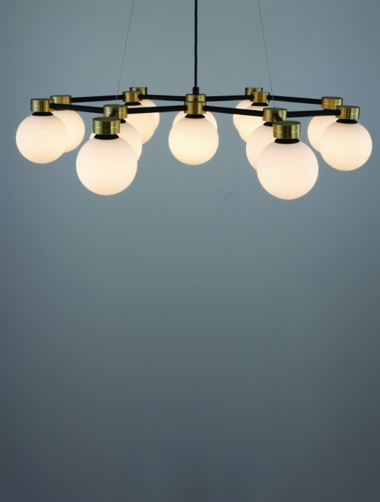 Corp de iluminat suspendat Ovalino Opal / Negru / Auriu 73 x 64 x 143 cm - Img 2