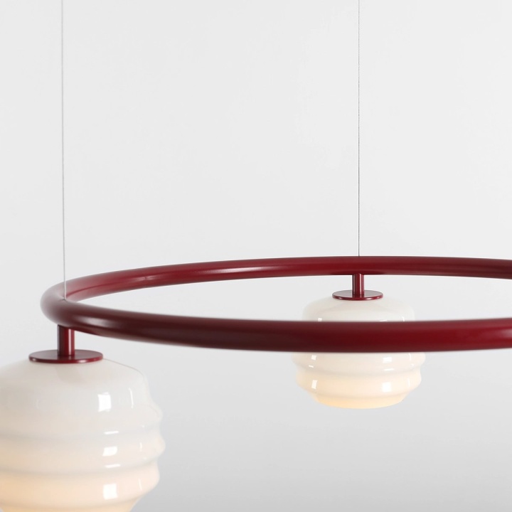 Corp de iluminat suspendat Puff Ring 63 cm 3xE27 - Roșu vin - Img 4