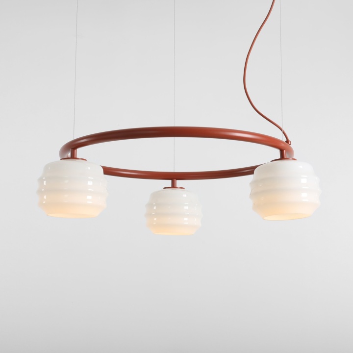 Corp de iluminat suspendat Puff Ring 63 cm 3xE27 - Teracotă - Img 5