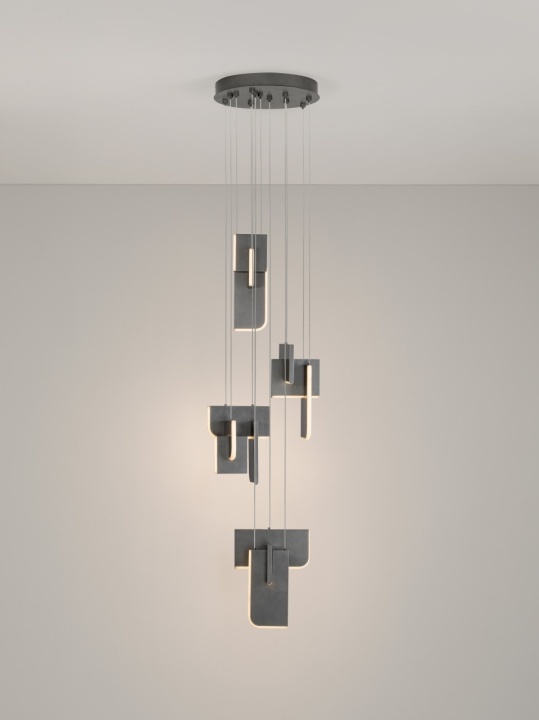 Corp de iluminat suspendat Totem Argintiu / Gri Ø35 x H 200 cm - Img 4