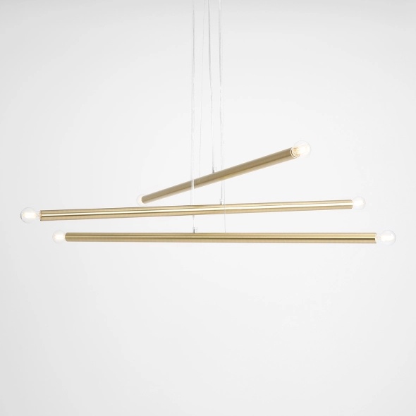 Corp de iluminat suspendat Tubo 100 cm 6xE14 - Alamă - Img 3