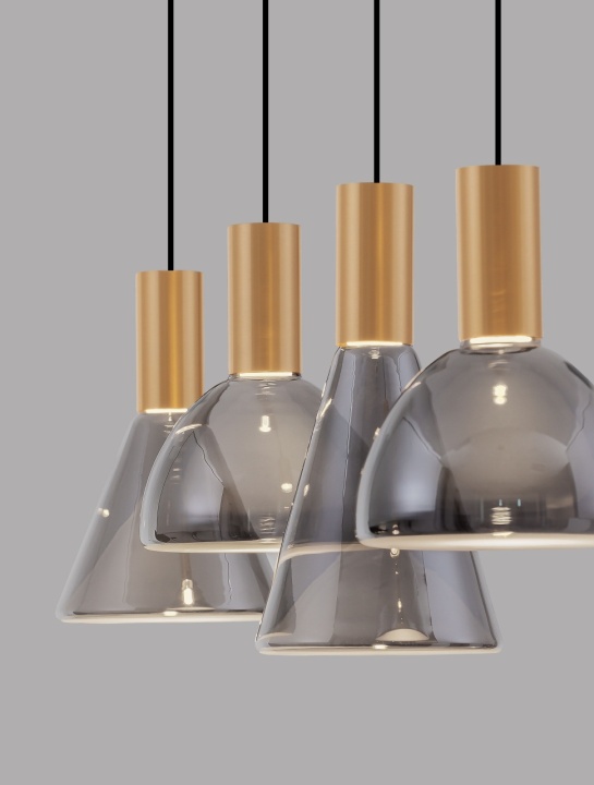 Corp de iluminat suspendat Voi Gradient Smokey / Auriu 87 x 17 x 150 cm - Img 5