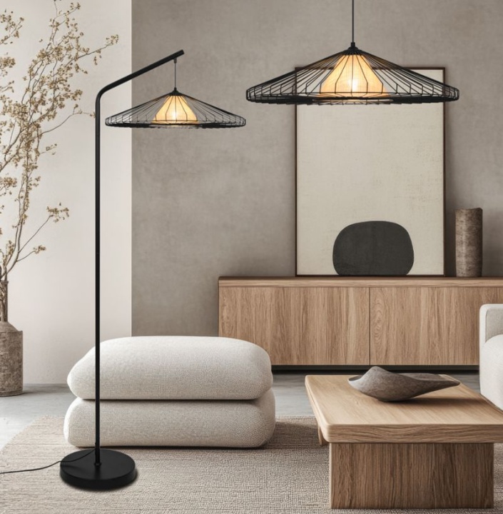 Lampadar natural Mona - Negru / Lemn deschis - Img 3
