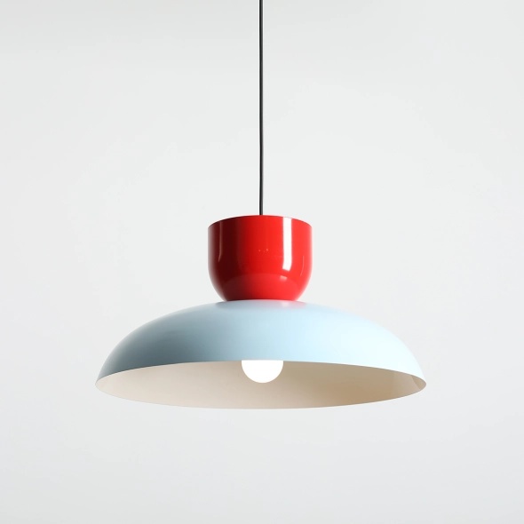 Pendul Ella 47 cm 1xE27 - Albastru deschis + Roșu chili - Img 3