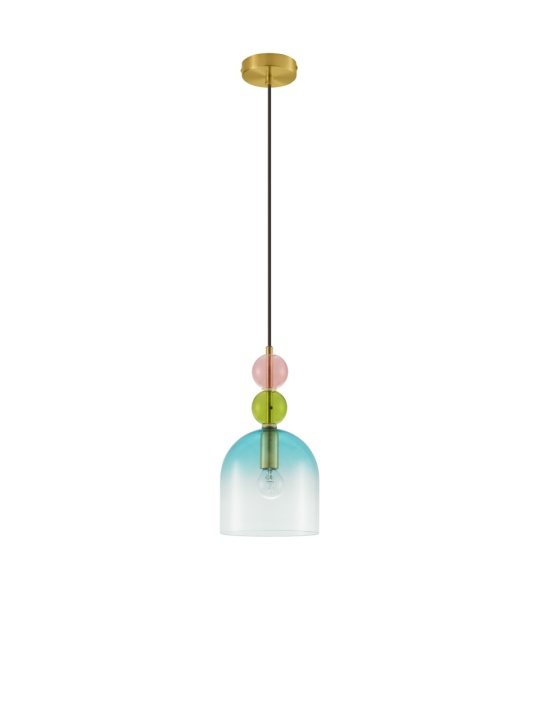 Pendul Murano Glossy Light Green, Blue, Pink / Auriu Ø16 x H 184,5 cm - Img 2