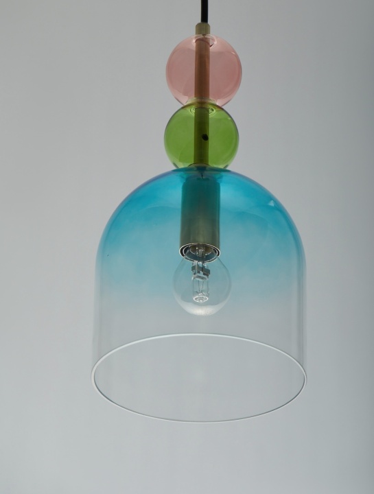 Pendul Murano Glossy Light Green, Blue, Pink / Auriu Ø16 x H 184,5 cm - Img 5