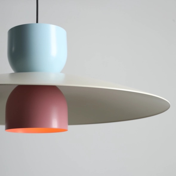 Pendul Nutta 65 cm 1xE27 - Albastru deschis + Crem - Img 4