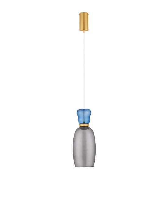 Pendul Pluma Glossy Light Blue, Smokey / Auriu Ø15 x H 179 cm - Img 2