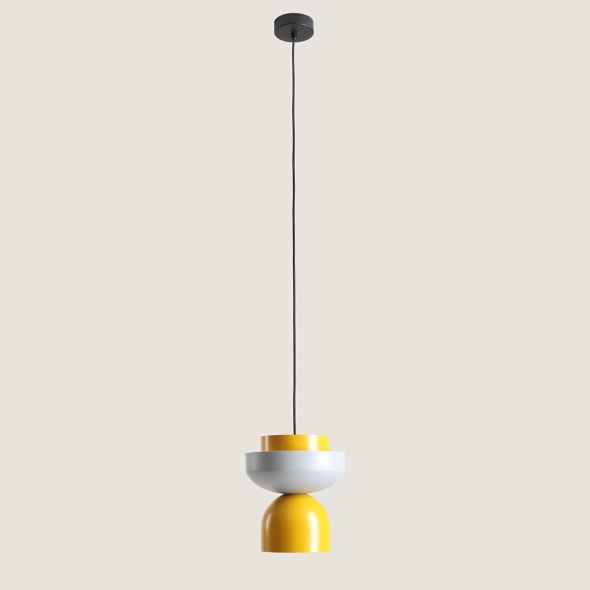 Pendul Ulia 23 cm 1xE27 - Gri + Muștar - Img 4