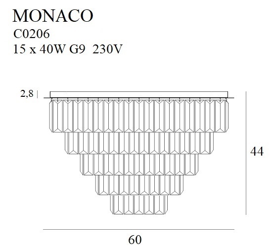 Plafonieră Monaco 60cm auriu - Img 3