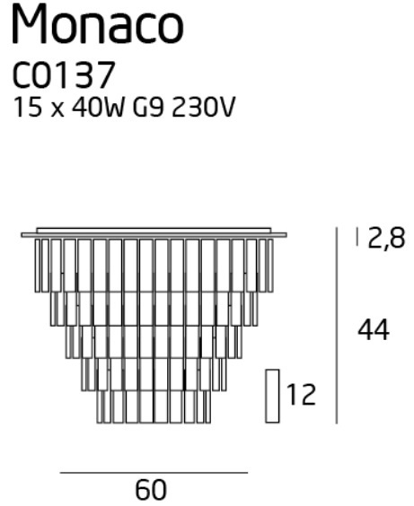 Plafonieră Monaco 60cm crom - Img 2