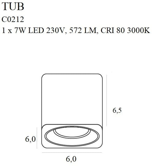 Spot aparent Tub + Decorative ring RC0155/C0156 negru - Img 3