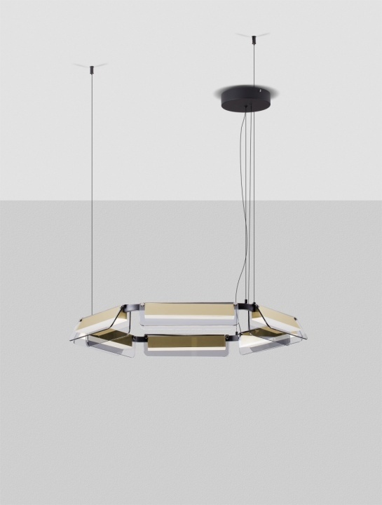 Corp de iluminat suspendat Apnea Negru / Auriu / Gri Ø72 x H 150 cm - Img 3