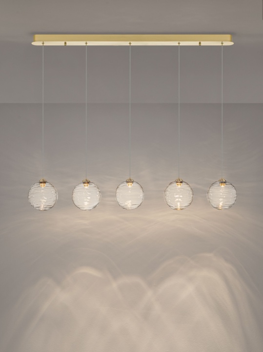Corp de iluminat suspendat Blazik Transparent / Auriu 100 x 8 x 150 cm - Img 4