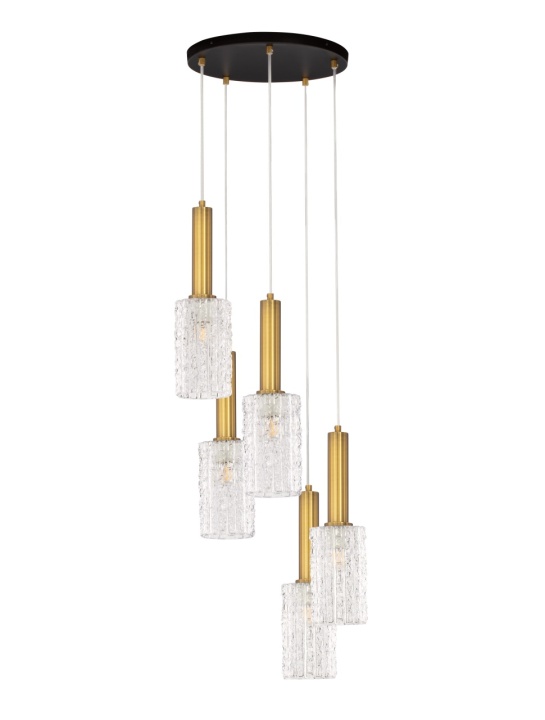 Corp de iluminat suspendat Certa Transparent / Auriu Ø35 x H 150 cm - Img 3