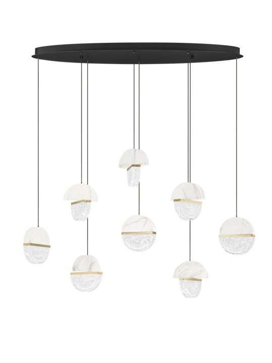 Corp de iluminat suspendat Dorin Alb / Auriu / Alb / Transparent 105 x 40 x 150 cm - Img 2