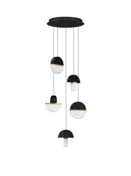 Corp de iluminat suspendat Dorin Negru / Auriu / Alb / Transparent Ø46 x H 150 cm - Img 2