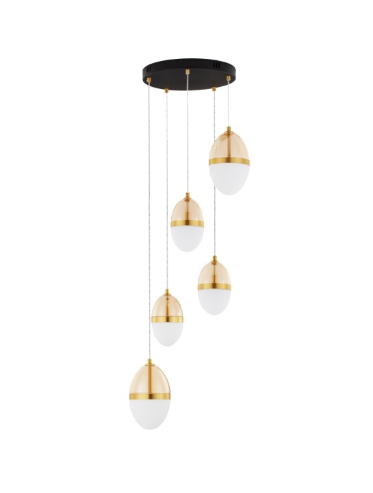 Corp de iluminat suspendat Egna Opal / Negru / Auriu Ø45 x H 120 cm - Img 2