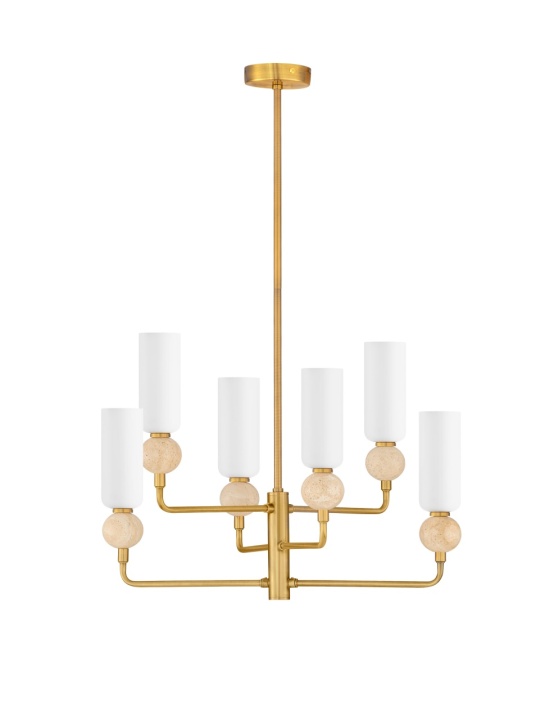 Corp de iluminat suspendat Filomena Opal / Auriu periat / Auriu Ø55 x H 50/80 cm - Img 2