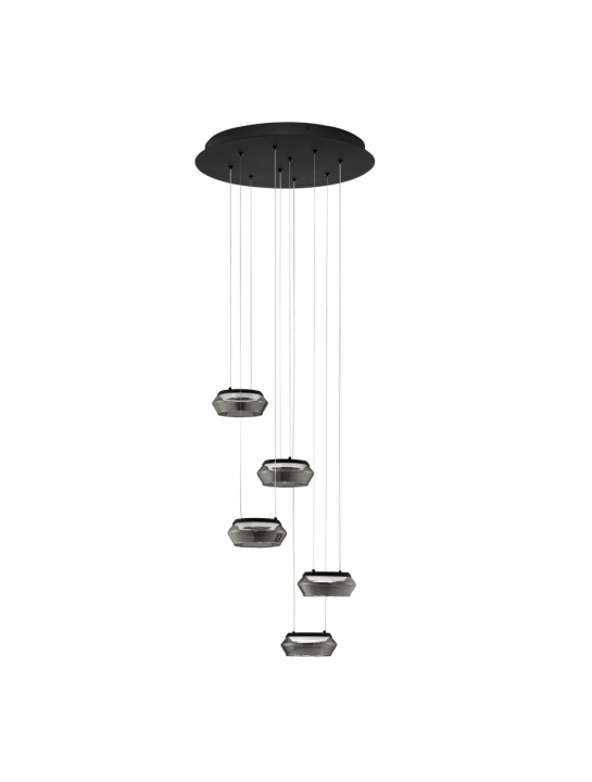 Corp de iluminat suspendat Jailyn Negru / Smokey Ø45 x H 200 cm - Img 2