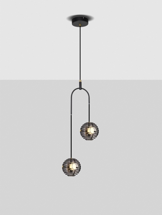Corp de iluminat suspendat Las Negru / Auriu / Gri Ø31 x H 210 cm - Img 4