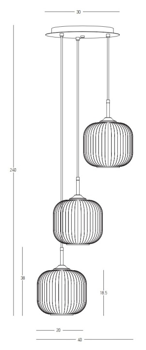 Corp de iluminat suspendat Murano Gioia 3xE27 - Alamă, Transparent - Img 4